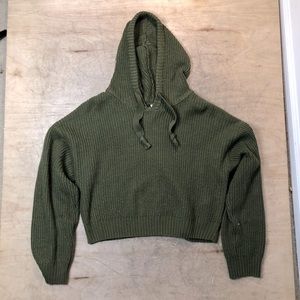 Divided - Green Knit Crop Top w Hoodie - Women’s M